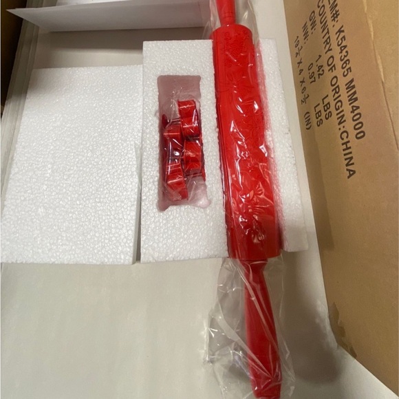 Temptations qvc Red Rolling Pin with Embossed Patterns - Picture 5 of 5